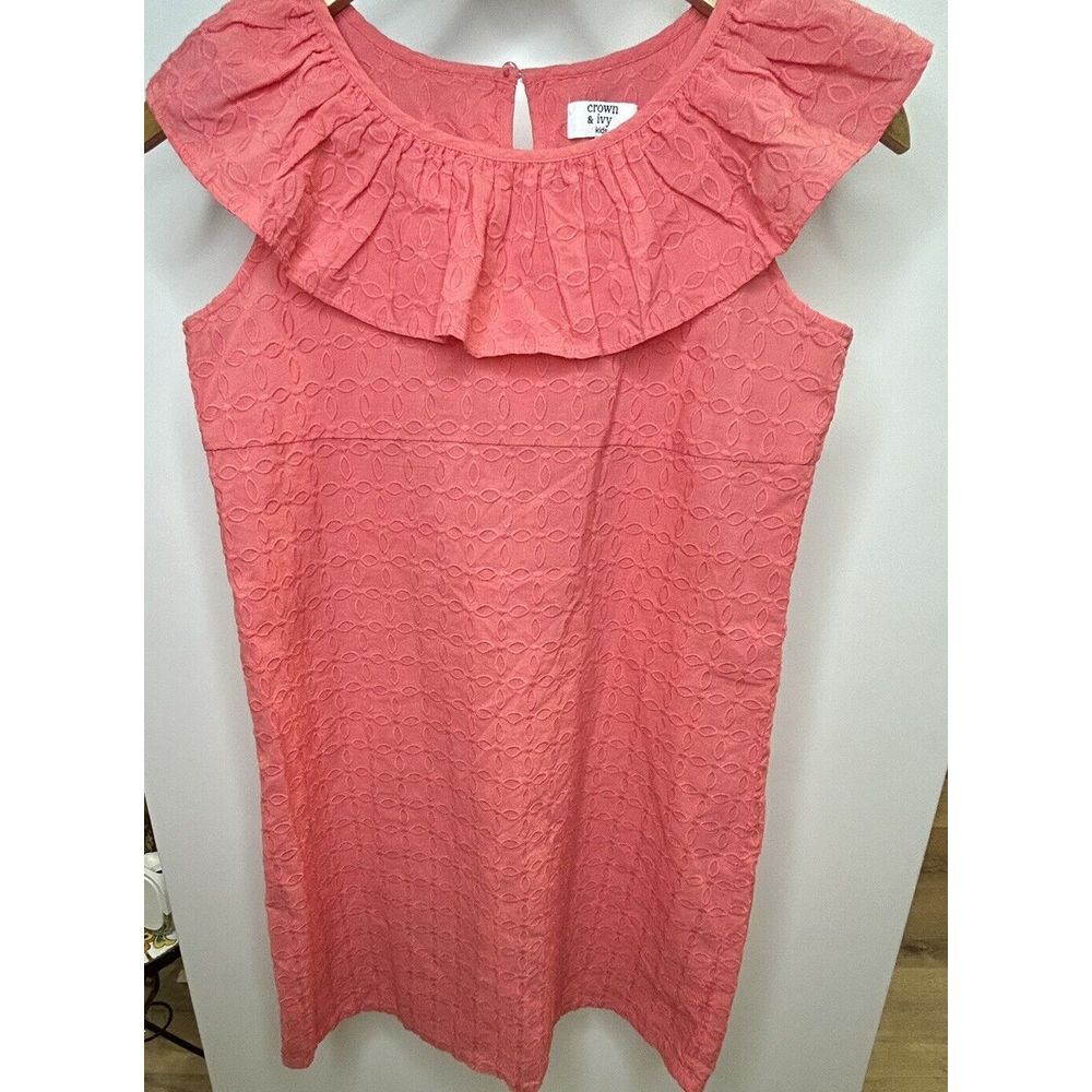 Crown & Ivy‎ Girls Size 14 Embroidered Summer Ruffle Pom Pom Trim Dress